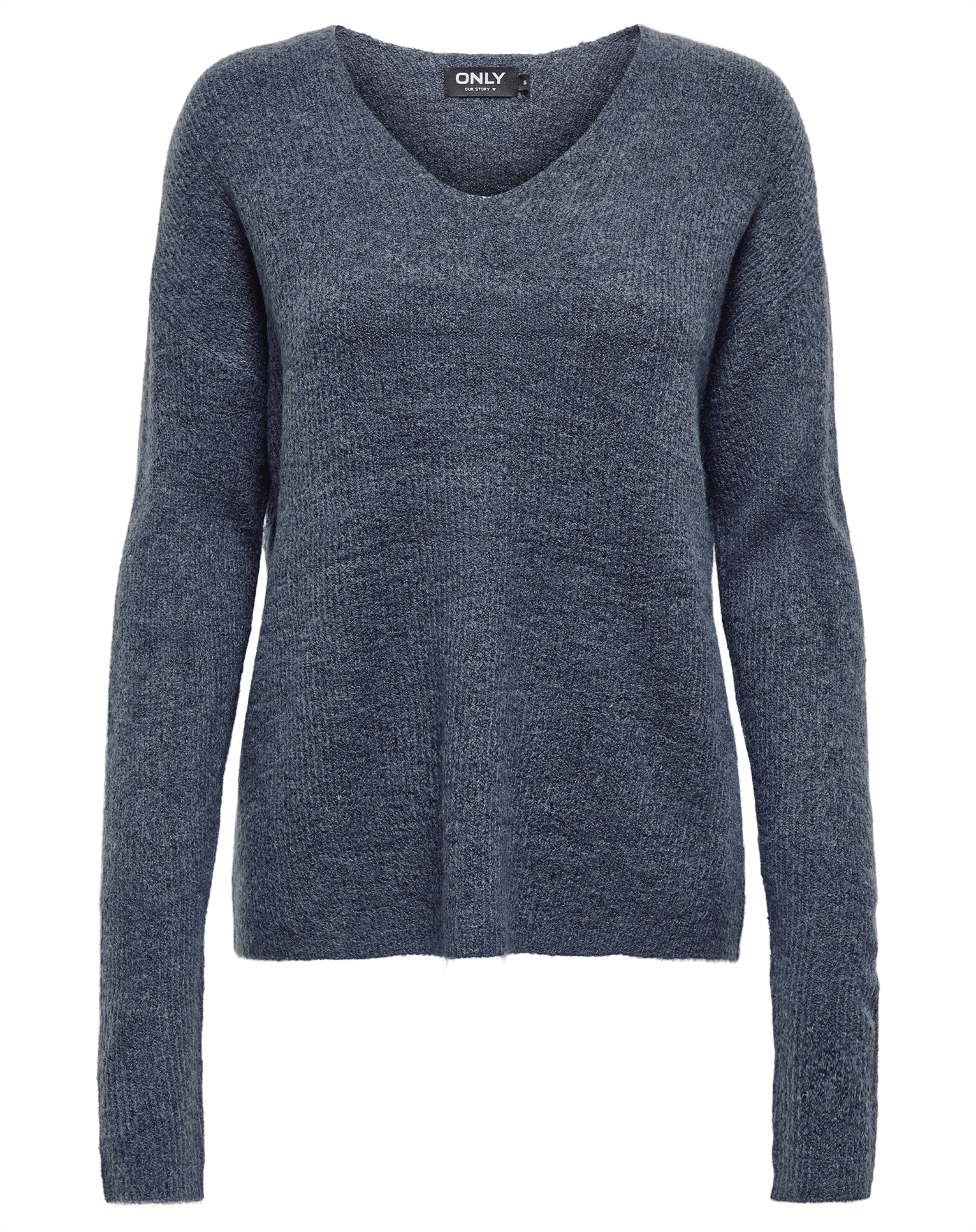 Only - OnlCamilla V-Neck L/S Strik - Vintage Indigo/Melange